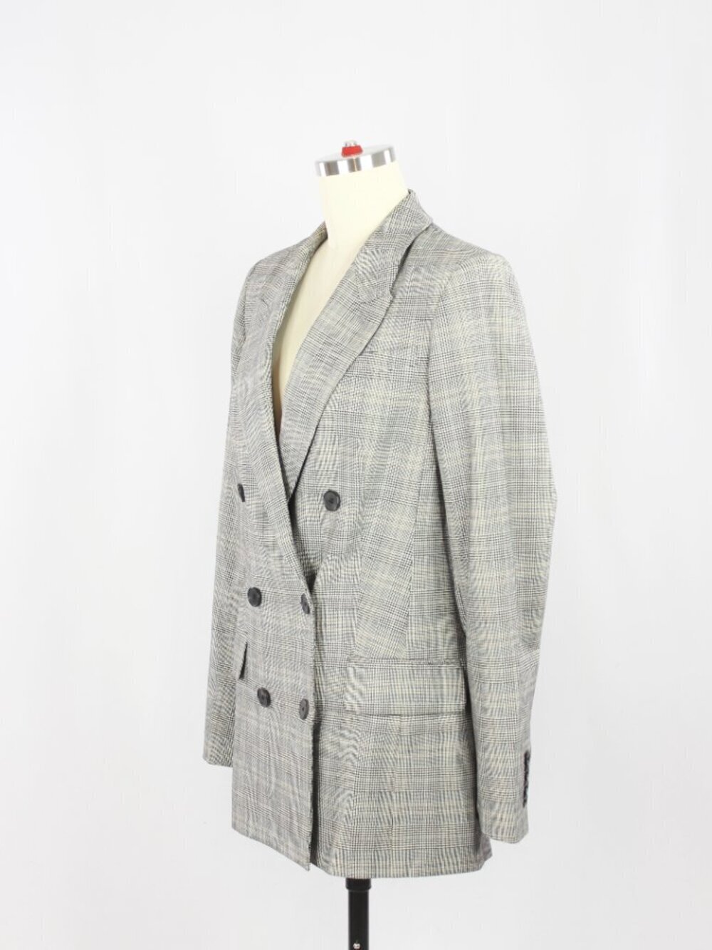 Aritzia BABATON Samuel Grey Glen Check Double Breasted Blazer Jacket, Size 2 - Picture 4 of 13
